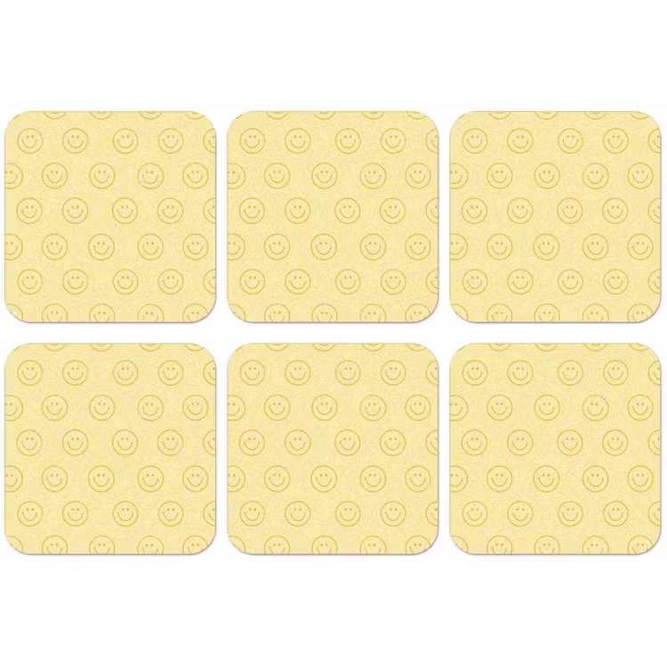 Smileys - Patroon - Retro - Zachtgeel onderzetter kurk middel 366 -zkaufland3dotto