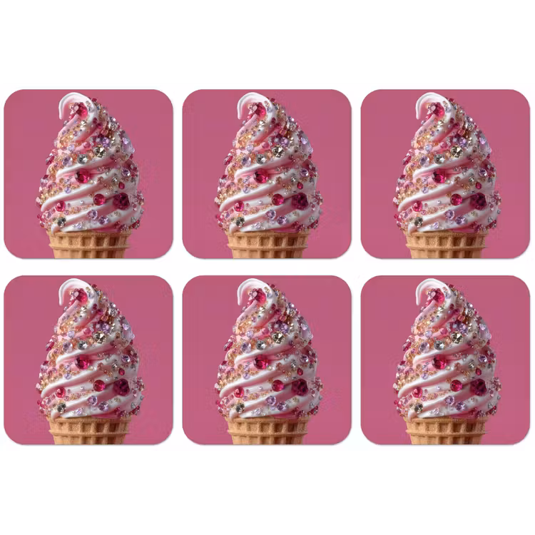 Softijs - Edelstenen - Roze - Hoorntje onderzetter kurk middel -zkaufland3dotto