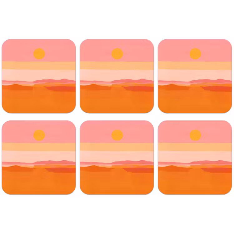 Zon - Abstract - Landschap - Oranje onderzetter kurk middel -zkaufland3dotto