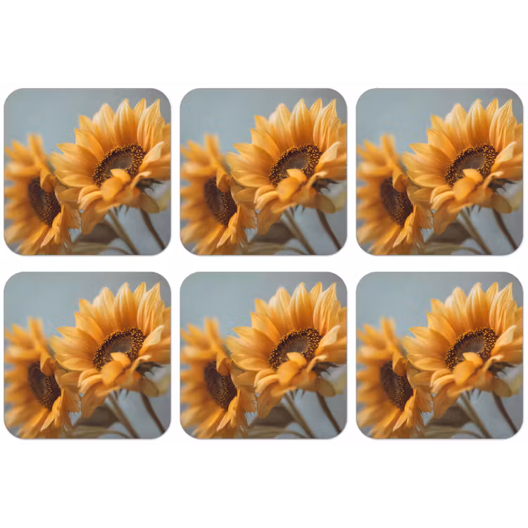 Zonnebloemen - Geel - Wazig onderzetter kurk middel -zkaufland3dotto