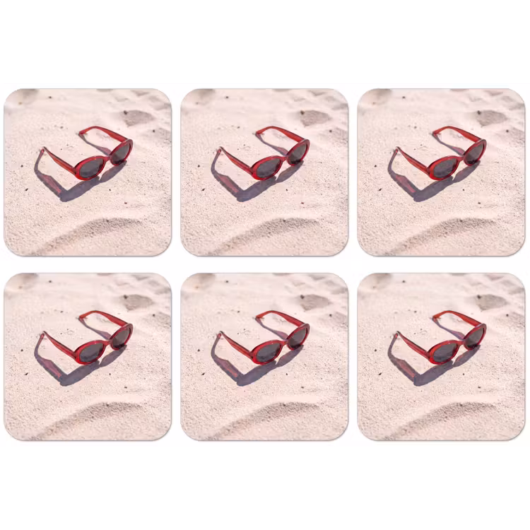 Zonnebril - Strand - Vakantie - Rood onderzetter kurk middel -zkaufland3dotto