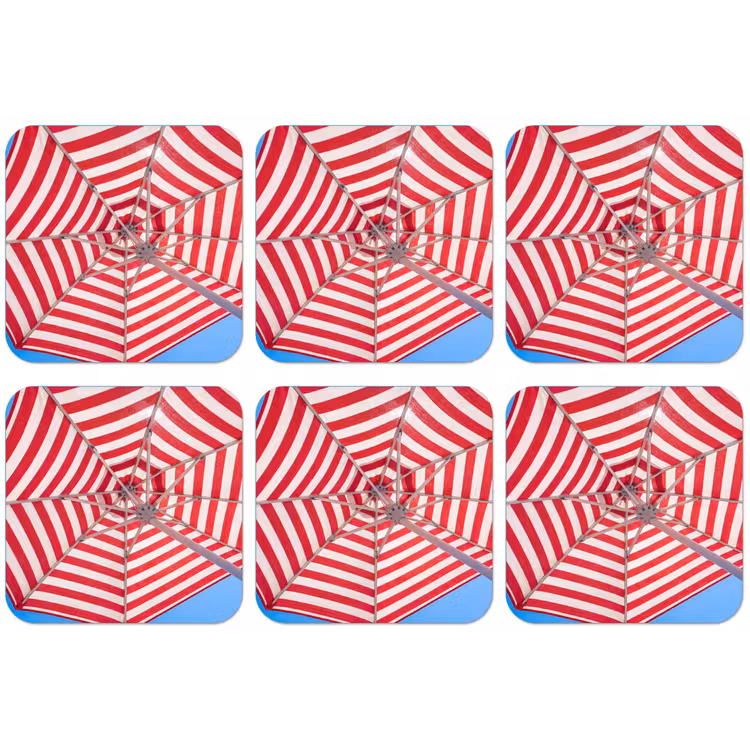 Parasol - Strepen - Zomer - Rood - Blauw onderzetter kurk middel -zkaufland3dotto