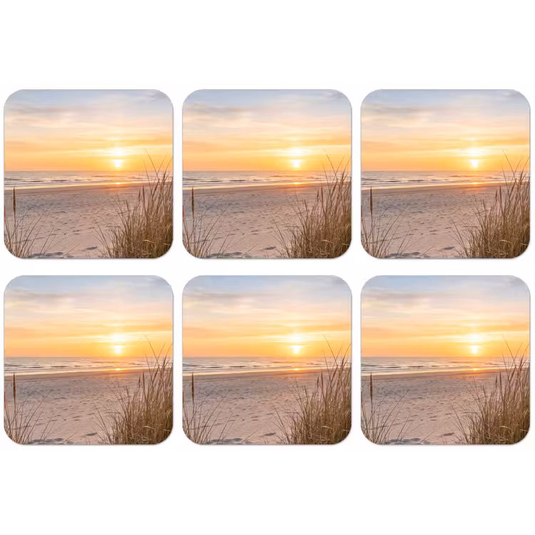 Zonsondergang - Duinen - Zee onderzetter kurk middel -zkaufland3dotto