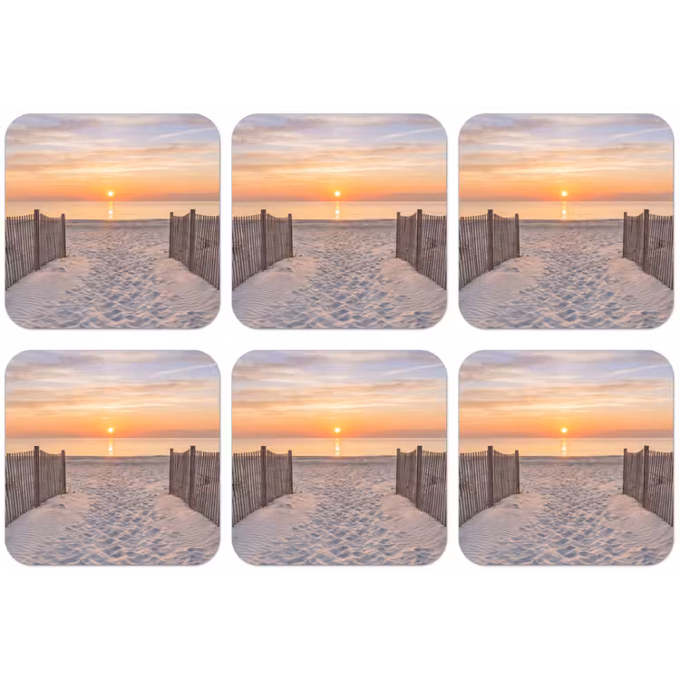 Zonsondergang - Strand - Zand onderzetter kurk middel -zkaufland3dotto
