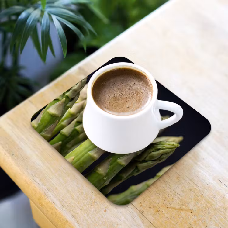 Asperges - Groen - Zwart onderzetter kurk middel -sfeer5