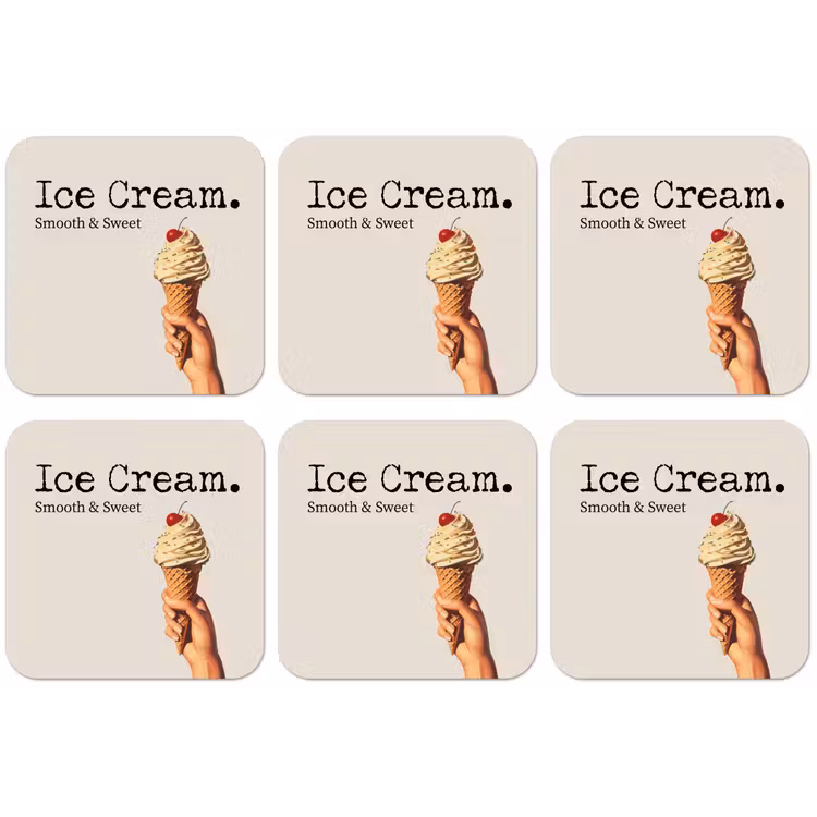 Ice cream - Softijs - Kleurrijk - Kers onderzetter kurk middel -zkaufland3dotto