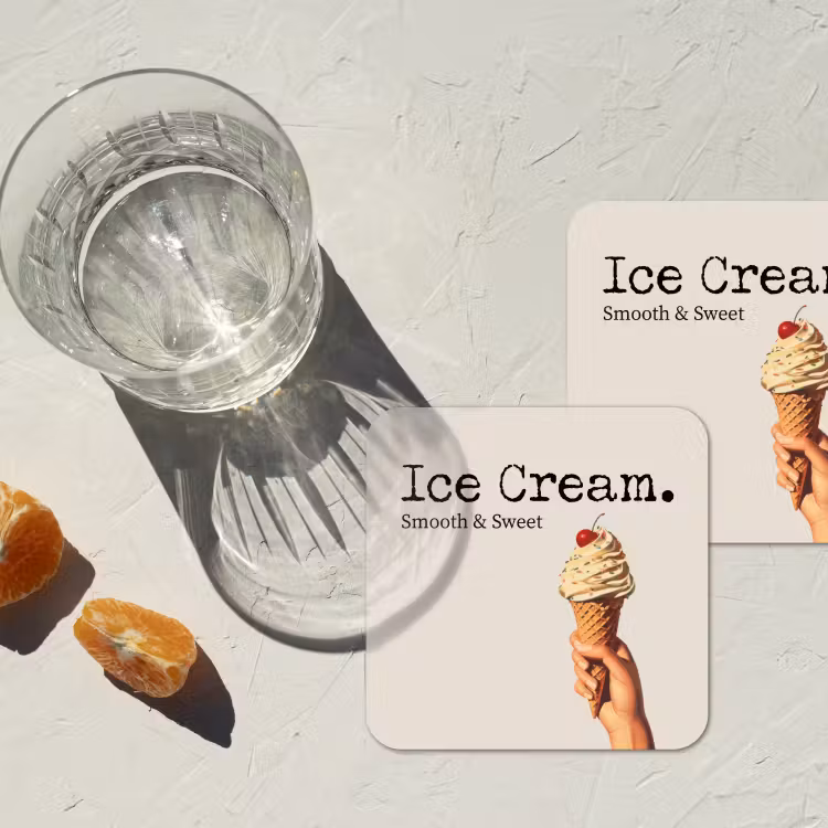 Ice cream - Softijs - Kleurrijk - Kers onderzetter kurk middel -sfeer4