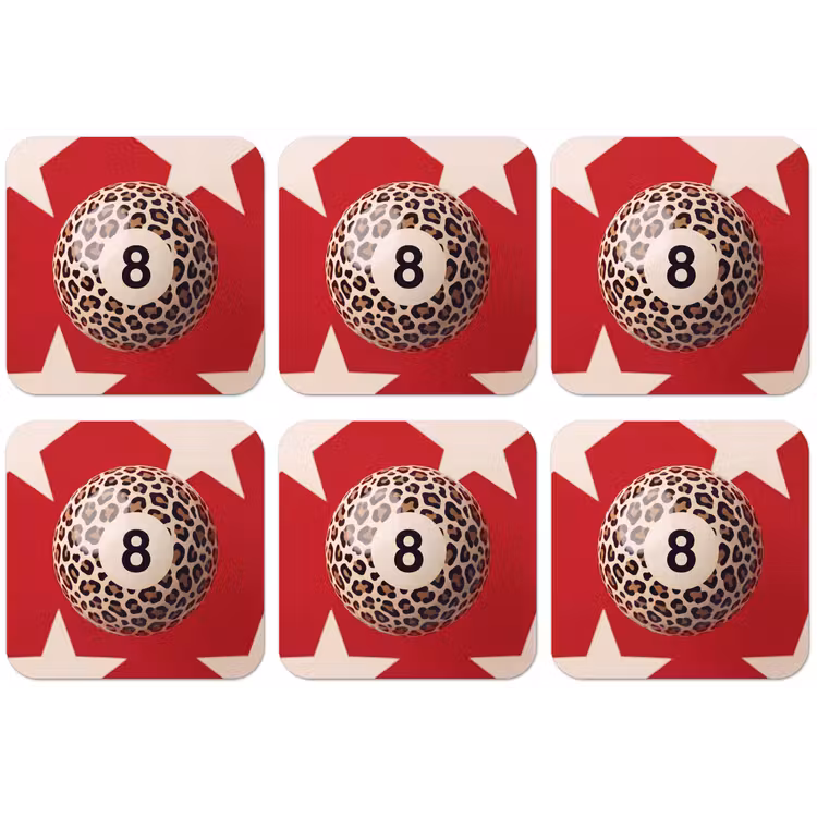 Spel - Dierenprint - Nummer 8 - Modern - Rood onderzetter kurk middel -zkaufland3dotto