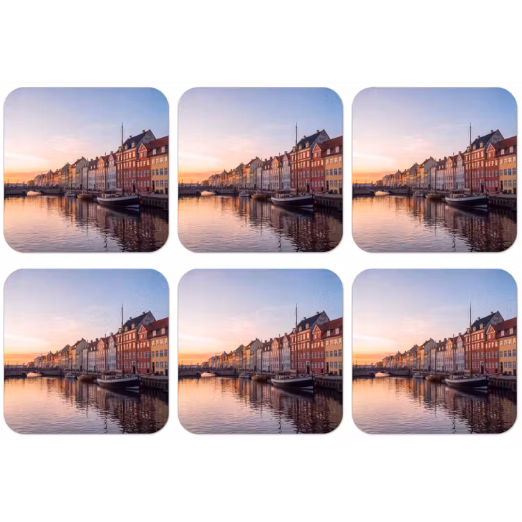 Stad - Gracht - Zonsondergang - Klassiek - Kleurrijk onderzetter kurk middel -zkaufland3dotto