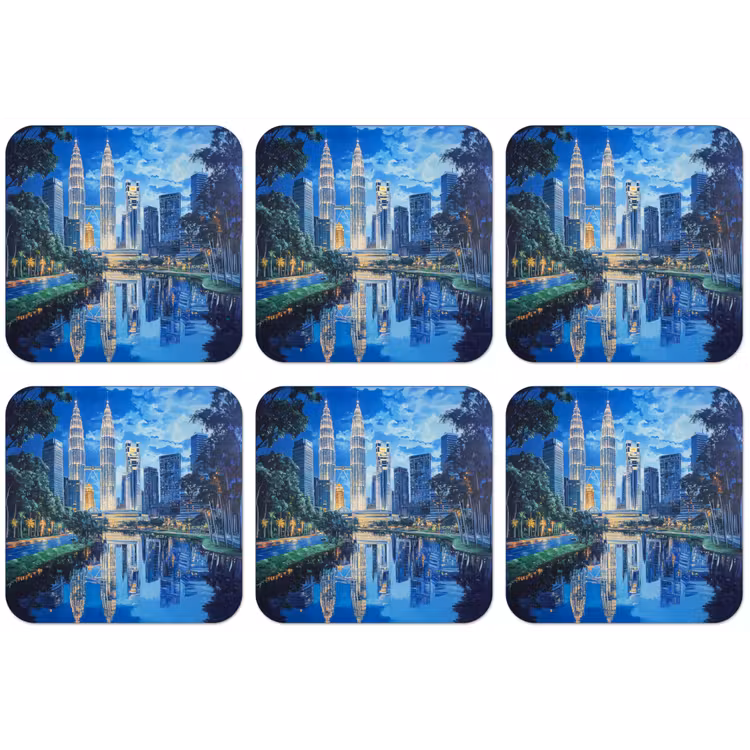 Stad Kuala Lumpur - Skyline - Wolkenkrabbers - Water onderzetter kurk middel -zkaufland3dotto