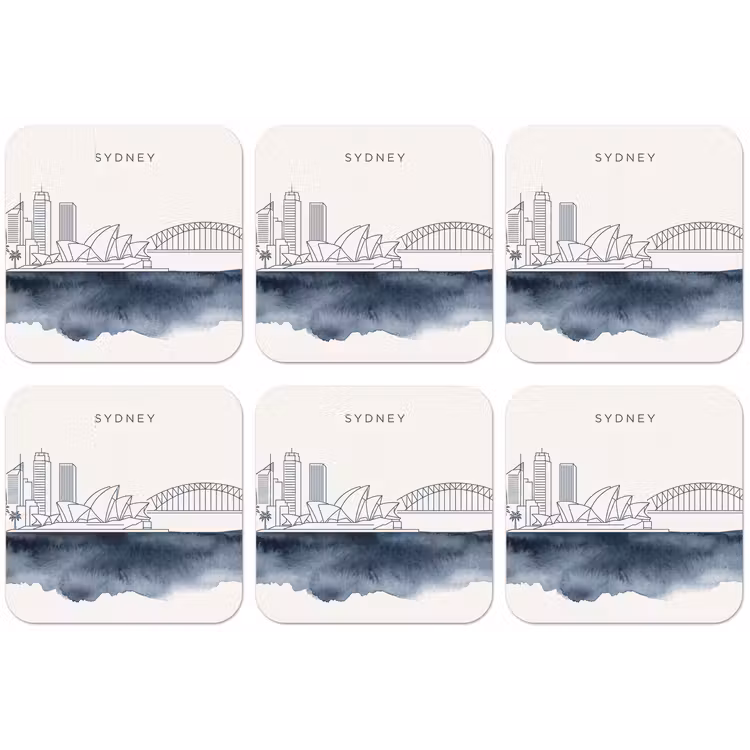 Stad - Skyline - Architectuur - Minimalistisch - Blauw onderzetter kurk middel -zkaufland3dotto