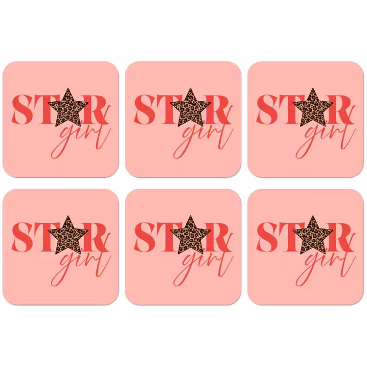 Star girl - Roze - Panter - Ster onderzetter kurk middel -zkaufland3dotto