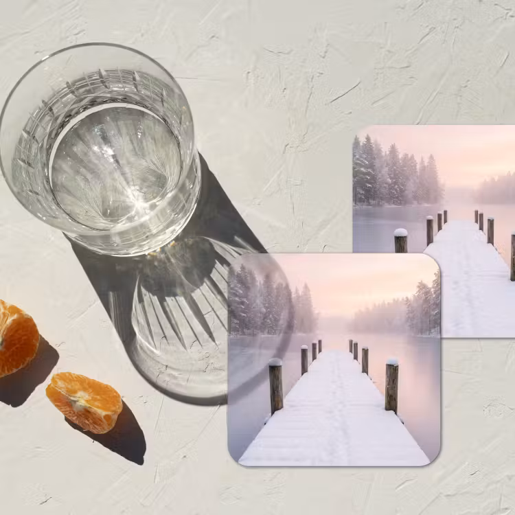 Steiger - Meer - Mist - Winter - Serene onderzetter kurk middel -sfeer4