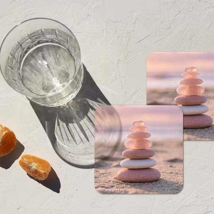 Stenen - Zand - Roze onderzetter kurk middel -sfeer4