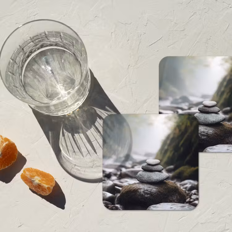 Stenen - Stapel - Natuur onderzetter kurk middel -sfeer4
