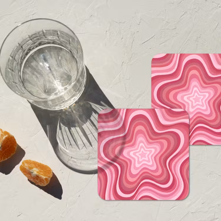Ster - Golvend - Abstract - Roze onderzetter kurk middel -sfeer4
