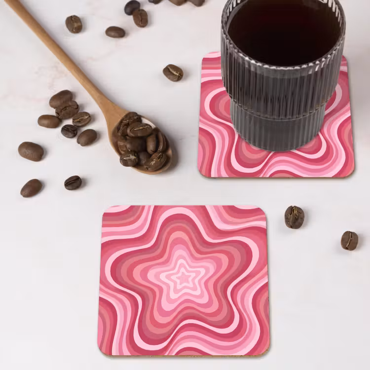 Ster - Golvend - Abstract - Roze onderzetter kurk middel -sfeer2