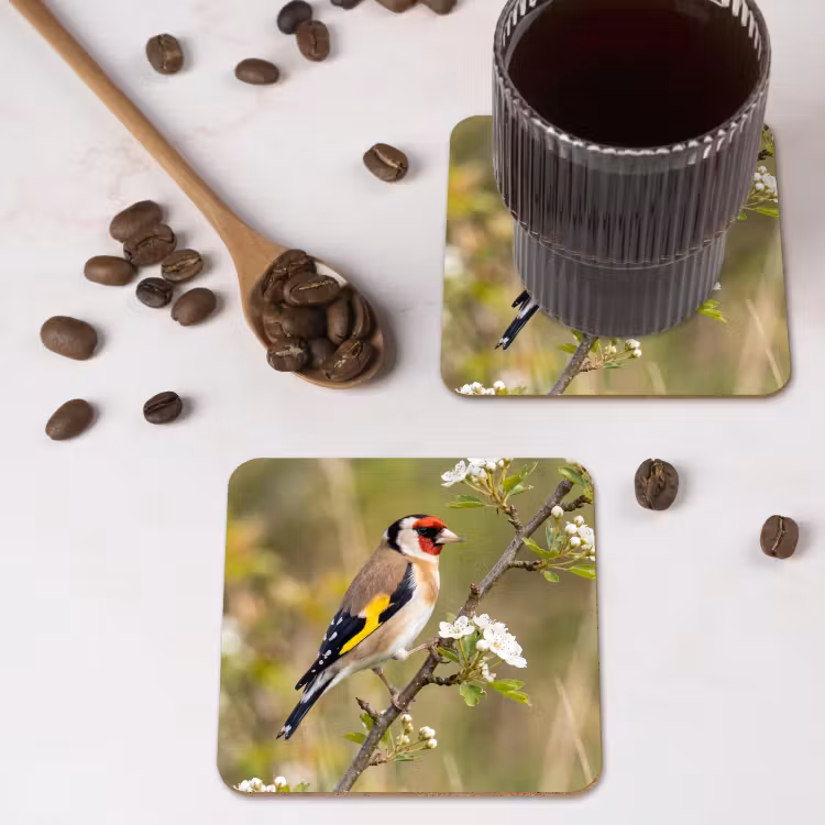Putter - Bloesem - Lente - Natuur - Kleurrijk onderzetter kurk middel -sfeer2