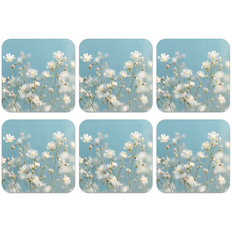 Stengels - Bloemen - Lucht - Wit onderzetter kurk middel -zkaufland3dotto