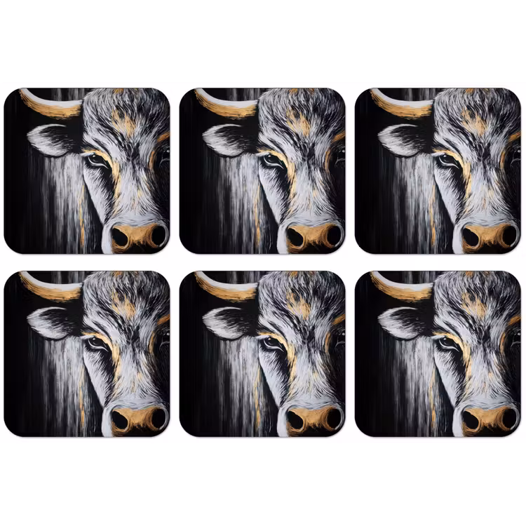 Stier - Hoorns - Snuit - Goud onderzetter kurk middel -zkaufland3dotto