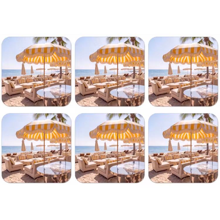Strand - Ligbedden - Vakantie - Modern - Geel onderzetter kurk middel -zkaufland3dotto
