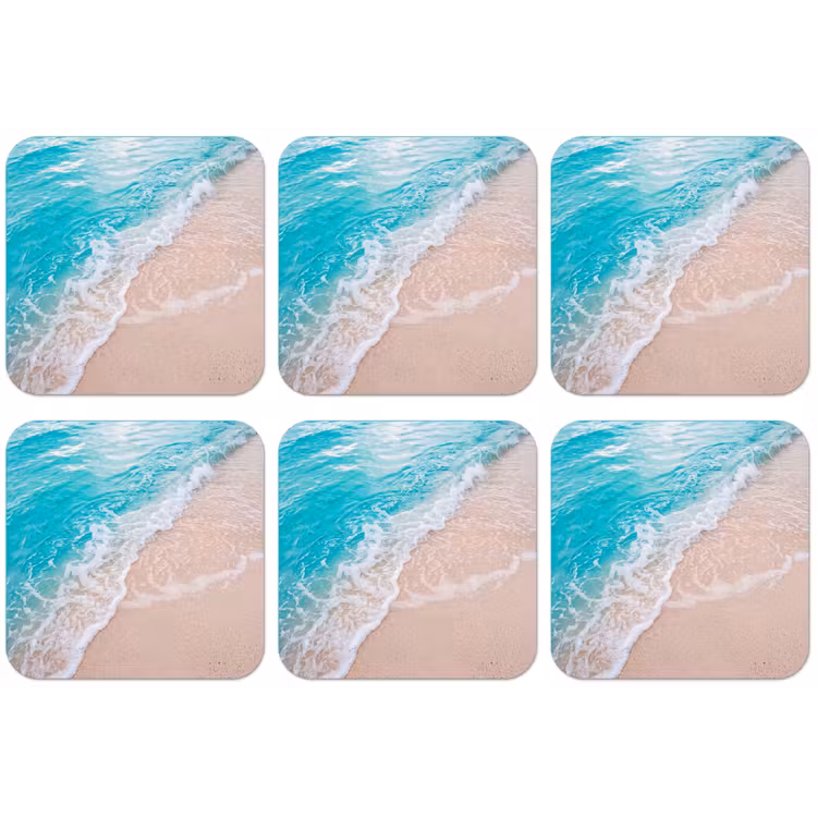 Strand - Zee - Golf - Natuur - Blauw onderzetter kurk middel -zkaufland3dotto