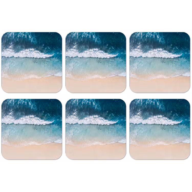 Strand - Zee - Golven - Natuur - Blauw onderzetter kurk middel -zkaufland3dotto