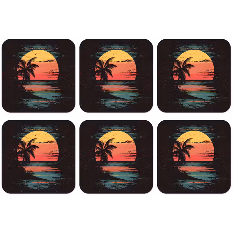 Strand - Minimalistisch - Zon - Oranje onderzetter kurk middel -zkaufland3dotto