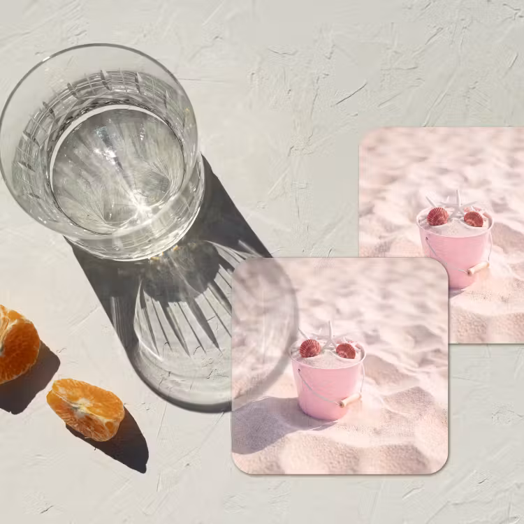 Strand - Schelpen - Zomer - Roze - Decoratie onderzetter kurk middel -sfeer4