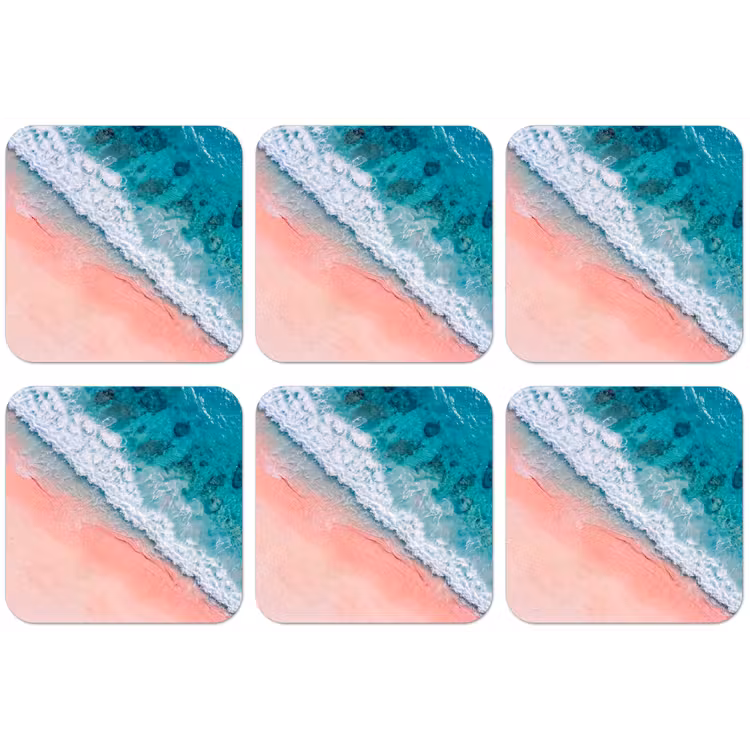 Strand - Oceaan - Golven - Roze Zand - Natuur onderzetter kurk middel -zkaufland3dotto