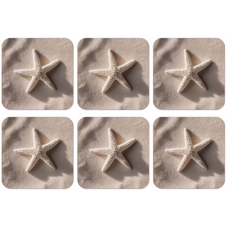Strand - Zeester - Zand - Beige onderzetter kurk middel -zkaufland3dotto