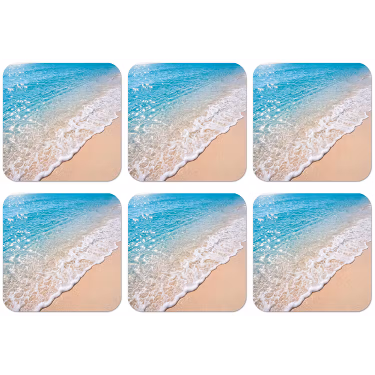 Strand - Water - Natuur - Blauw - Beige onderzetter kurk middel -zkaufland3dotto
