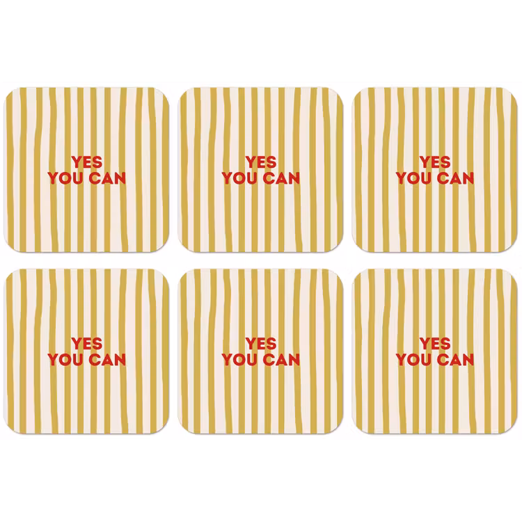 Strepen - Abstract - Yes you can - Rood onderzetter kurk middel -zkaufland3dotto