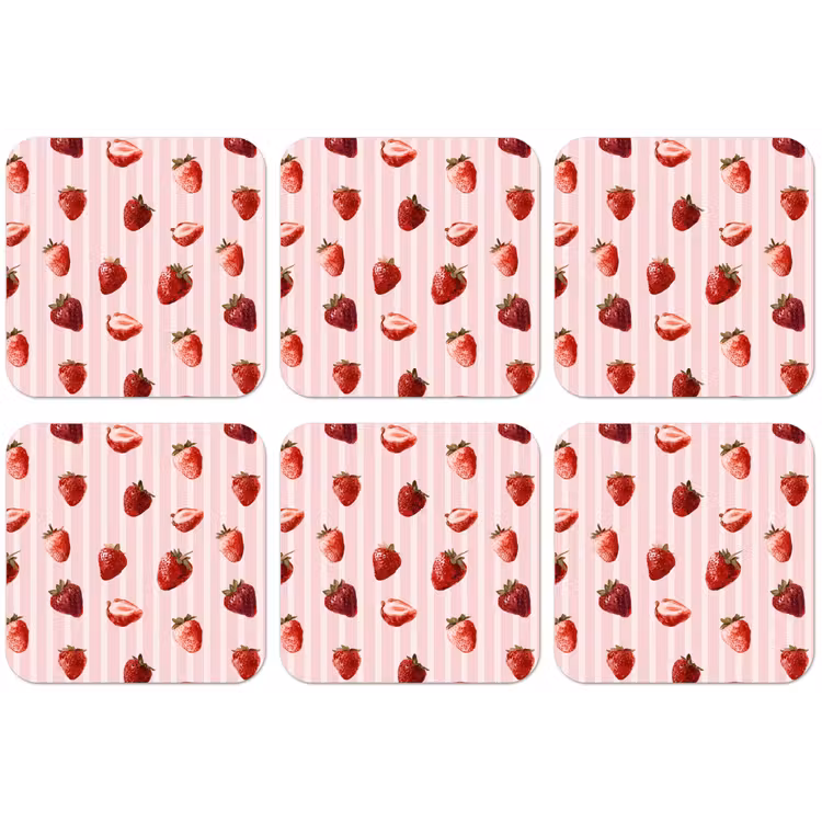 Strepen - Aardbei - Roze onderzetter kurk middel 366 -zkaufland3dotto