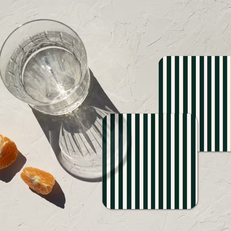 Strepen - Klassiek - Groen onderzetter kurk middel 366 -sfeer4
