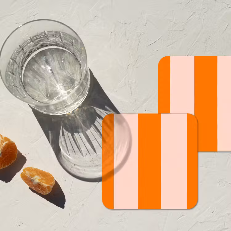 Strepen - Modern - Oranje onderzetter kurk middel 366 -sfeer4
