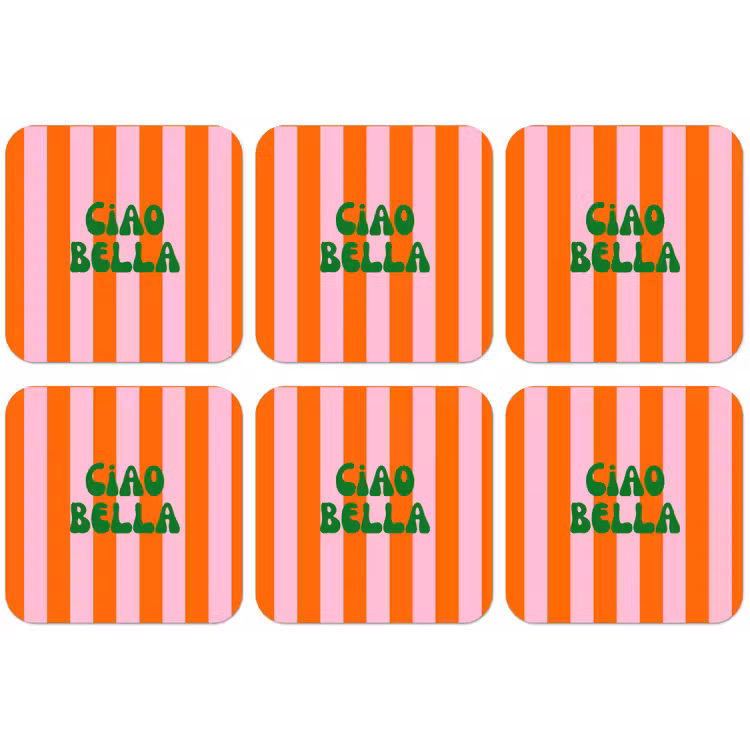 Strepen - Oranje - Verticaal - Ciao bella onderzetter kurk middel -zkaufland3dotto