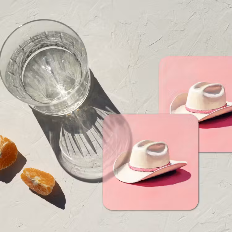 Zomers - Hoed - Roze onderzetter kurk middel -sfeer4
