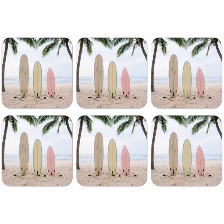 Surfboard - Palmbomen - Kleurrijk onderzetter kurk middel -zkaufland3dotto