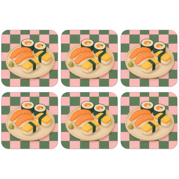 Sushi - Bord - Geblokt - Groen onderzetter kurk middel -zkaufland3dotto