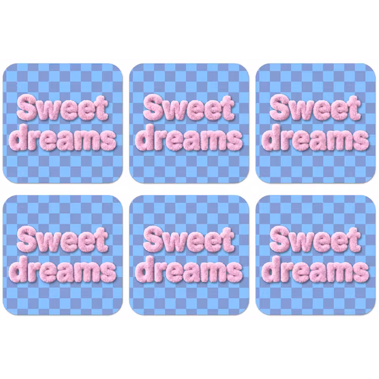 Sweet dreams - Vierkanten - Roze - Blauw onderzetter kurk middel -zkaufland3dotto