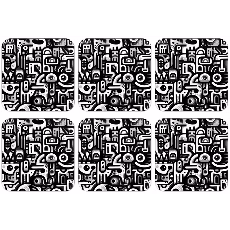 Symbolen - Abstract - Grafisch - Zwart onderzetter kurk middel -zkaufland3dotto