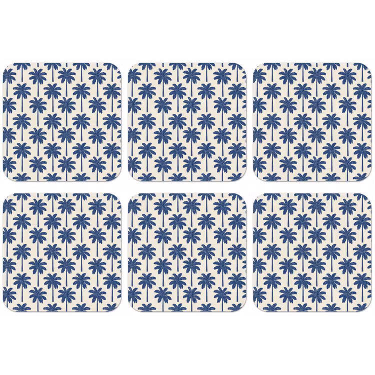 Symmetrisch - Palm - Blauw onderzetter kurk middel 366 -zkaufland3dotto