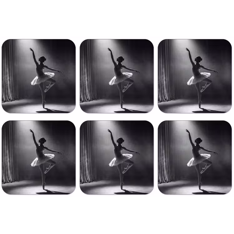 Danser - Podium - Zwart-wit - Kunst - Klassiek onderzetter kurk middel -zkaufland3dotto