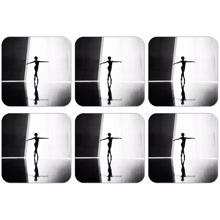 Danser - Silhouette - Kunst - Modern - Zwart-wit onderzetter kurk middel -zkaufland3dotto