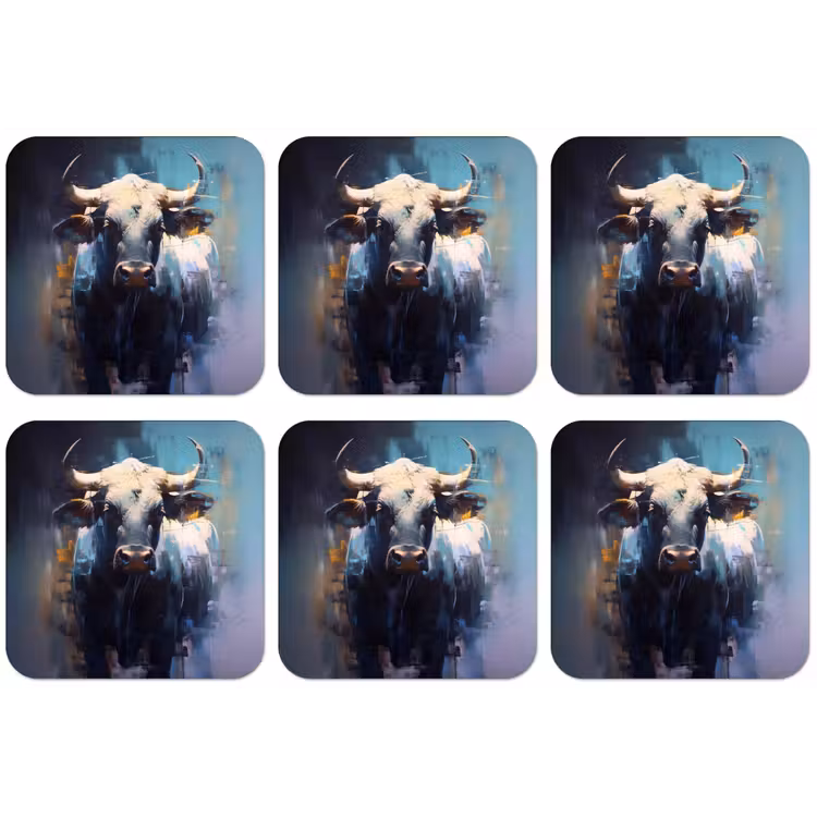 Stier - Zwart - Abstract - Horens onderzetter kurk middel -zkaufland3dotto