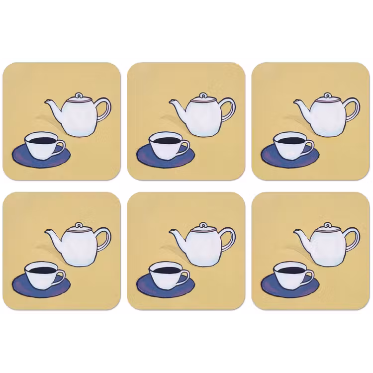 Theepot - Kopje - Beige - Illustratie onderzetter kurk middel -zkaufland3dotto