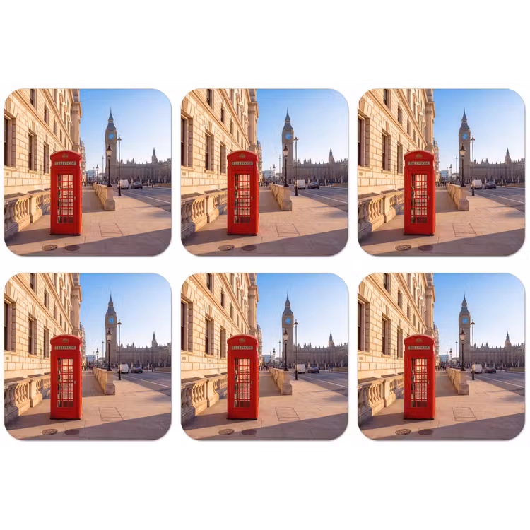 Telefooncel - Rood - Londen - Stad - Architectuur onderzetter kurk middel -zkaufland3dotto