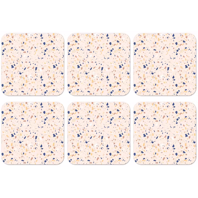 Terrazzo -  Patroon - Kleurrijk - Indigo onderzetter kurk middel 366 -zkaufland3dotto