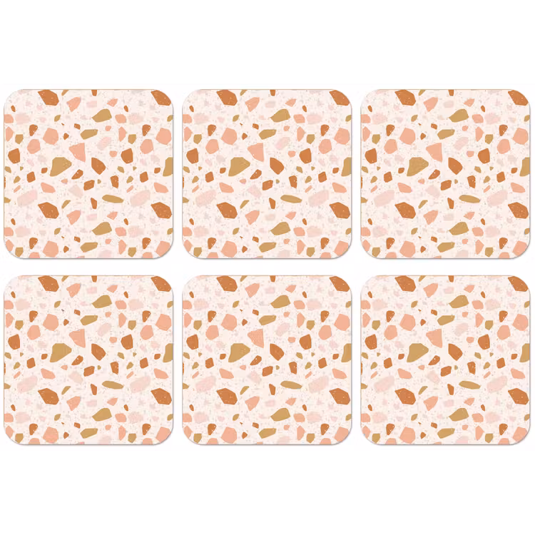 Terrazzo -  Patroon - Kleurrijk - Zalm onderzetter kurk middel 366 -zkaufland3dotto